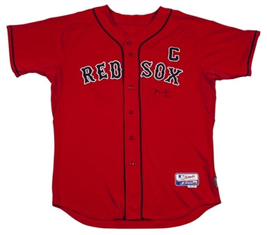 2008 Jason Varitek  Game Used and Signed Boston Red Sox Red Alternate Jersey (MLB Authenticated/Steiner)